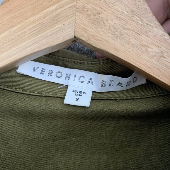 Veronica Beard Jacket Womens Size 2 Military Green Belted Army Military Chic USA - Picture 5 of 8